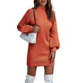 thumbnail image 3 of TrdSipl Womens Cable Knitted Sweater Dress Long-Sleeve Turtleneck Bodycon Pleated Mini Dress Winter Chunky Casual a Line Short Dresses, 3 of 9