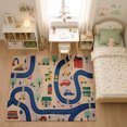 thumbnail image 3 of Rdsfhsp Kids Road Map Velvet Area Rug, Colorful Winding Roads Cars and Houses Pattern Soft Carpet for Playroom Bedroom Nursery Home Decor, 3 of 5