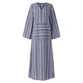 thumbnail image 5 of Edvintorg Women's Casual Long Sleeve Cotton Linen Dress Fall 2025 Womens Fashion V-Neck Printing Loose Long Maxi Dresses with Pocket Plus Size Clothing, 5 of 5