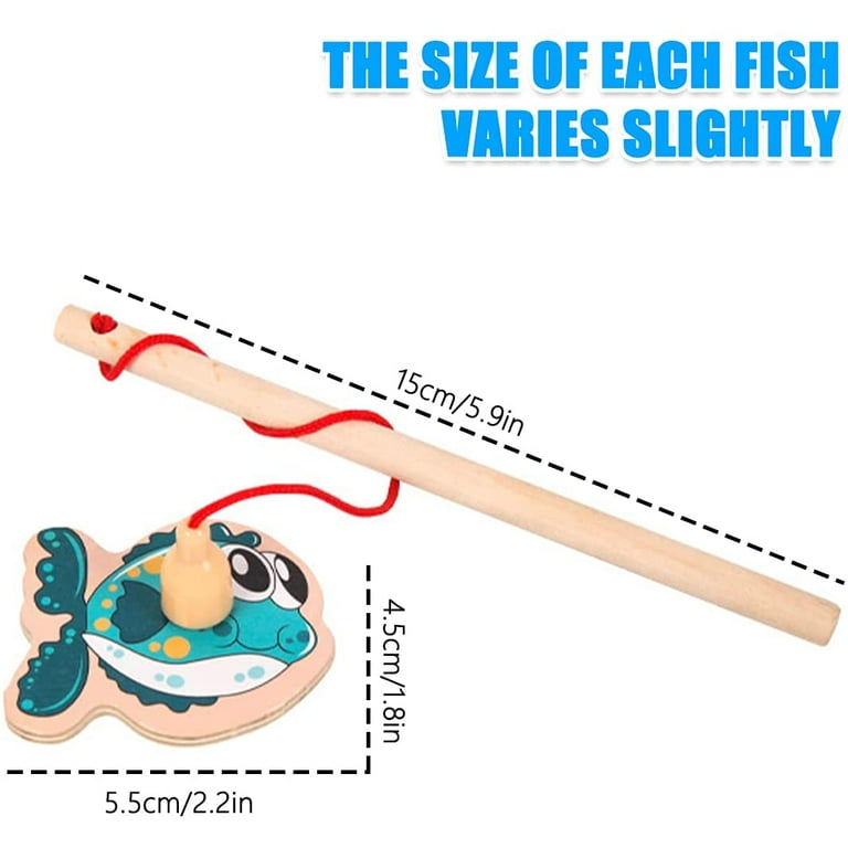 Duety Magnetic Fishing Game Toys Set with Fish Rod Wooden Magnetic Fishing  Game Pool Toys Cartoon Marine Life Cognition Fish Rod Toys for Kids  Toddlers Gift 