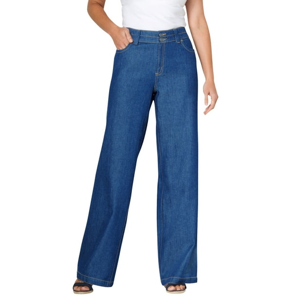 Woman Within - Woman Within Women's Plus Size Wide Leg Cotton Jean Jean ...