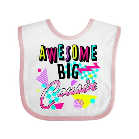 

Inktastic Awesome Big Cousin- 80s retro style Gift Baby Boy or Baby Girl Bib