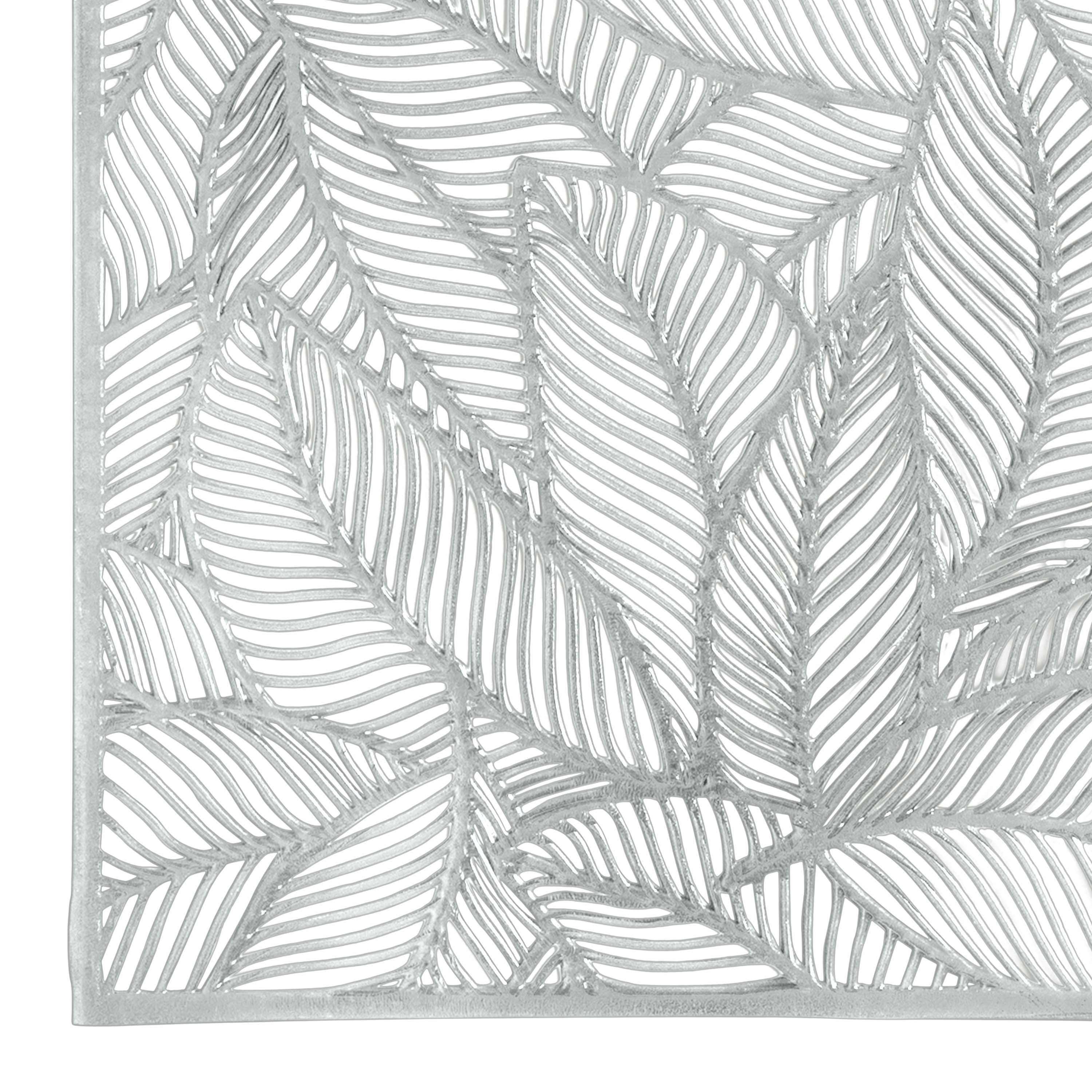 Home Details Set of Four Pear Leaf Laser Cut Table Place Mat, Silver