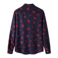 thumbnail image 4 of Button Down Shirts for Men Lipstick Print Long Sleeve Spring Shirt Lightweight Casual Turn Down Collar Top Navy L, 4 of 5