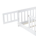 thumbnail image 4 of Sesslife Twin Size Platform Bed, Solid Wood Twin Bed Frame with Slats, Fence Guardrail and Door, Twin Floor Bed for Little Boys Girls, No Box Spring Needed, White, 4 of 8