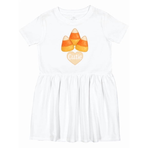 Inktastic Cute Candy Corn Heart Halloween Cutie Girls Toddler Dress