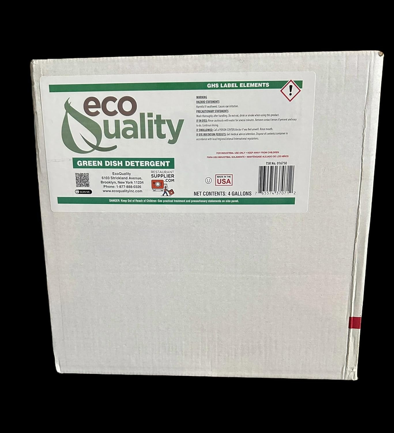 EcoQuality Green Dish Soap, Professional Detergent Liquid Pot and Pan Cleaner, Commercial, Light or Heavy Use, Concentrated, Food Service, Restaurants, (4)