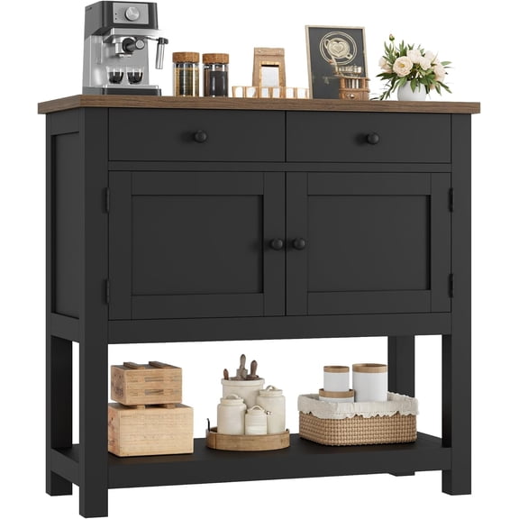 Farmhouse Console Table with Door Cabinet & Drawers, Coffee Bar, Entryway Table with Storage Shelf, Sofa Tables Buffet Sideboard for Kitchen, Hallway, Dining, Living Room