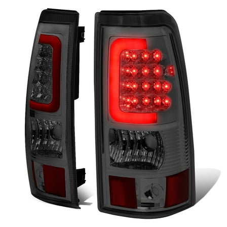 DNA Motoring For 03-07 Chevy Silverado GMC Sierra 3D LED Tube Bar Tail Light Brake Lamps Pair Smoked