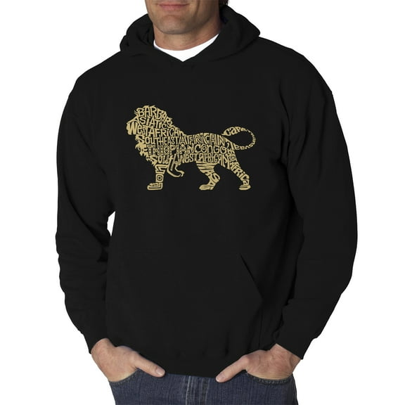LA Pop Art Men's Word Art Hooded Sweatshirt - Lion