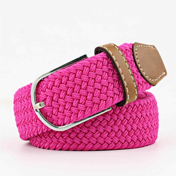 Men Women Canvas Woven Elastic Belt Classic Pin Buckle Waistband Solid Color