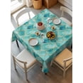 thumbnail image 6 of Teal Geometric Table Cloth, Modern Morocco Abstract Art Waterproof Tablecloth for Square Tables, Reusable Washable Fabric Table Cover for Restaurant Kitchen Dining Tables 60"x60", 6 of 6