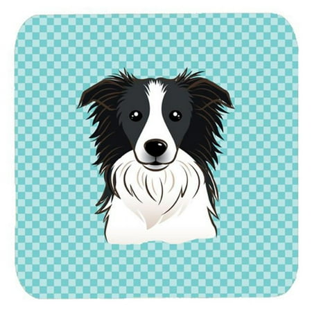 

3.5 x 3.5 In. Checkerboard Blue Border Collie Foam Coasters Set Of 4
