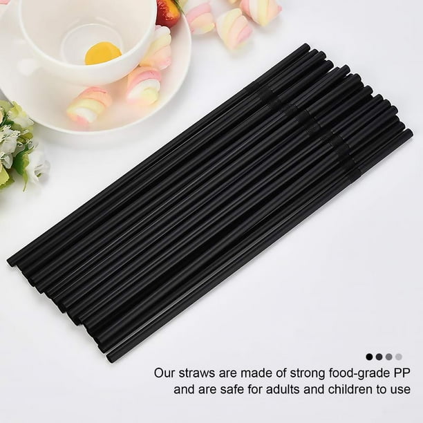 Pajitas para beber a rayas de plástico de colores (paquete de 100) negro Ndcxsfigh Libre de BPA