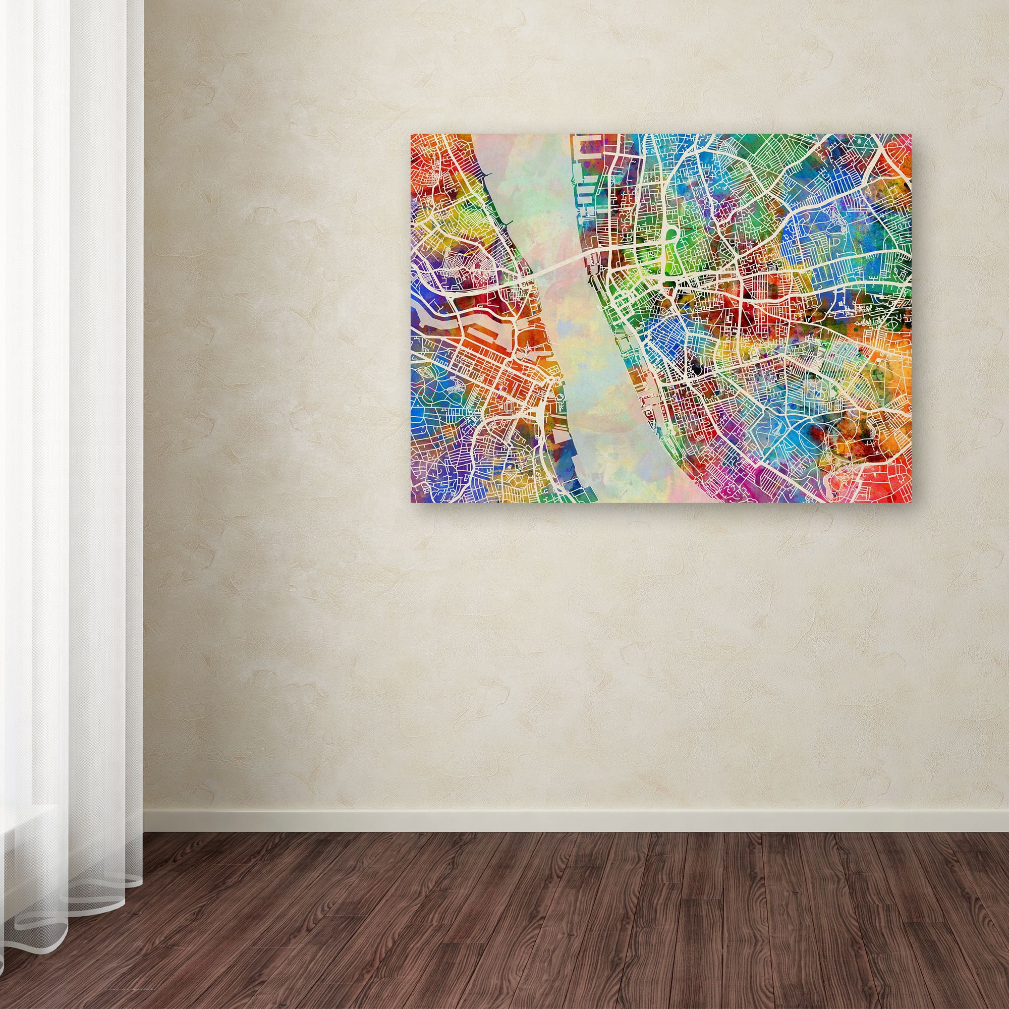 Trademark Fine Art "Liverpool England Street Map" Canvas Art by Michael Tompsett