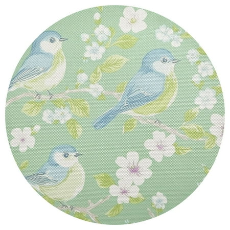 

Bluebird and Blossoms 4-Piece 15.4in Heat-Proof PVC Plate Mats Easy Cut and Clean for Family Use