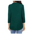 thumbnail image 5 of Basic T Shirts for Women Summer Temperament Chiffon Women's Loose V-neck Three-quarter Sleeve Solid Color Shirt Top, 5 of 7