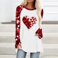 thumbnail image 2 of Penkiiy Women's Long Sleeve Fashion Tops Cute Round Neck Trendy Blouse Valentine's Day 2025 Plus Size Love Heart Printed Tee 3XL Red, 2 of 5