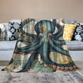thumbnail image 2 of PIKWEEK Vintage Octopus Flannel Throw Blanket  Lightweight Warm Cozy Plush Blankets for Couch Sofa Bed Living Room Fun Festival Gift  , Various Sizes White, 2 of 6
