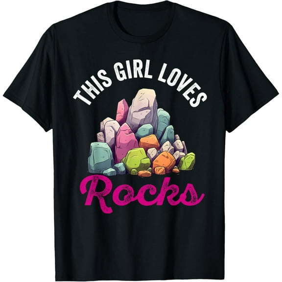 Rock Collector Hunting Women Girl Stones Geology Rockhound T-ShirtMen and women, Black T-shirt, size: Extra large