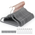 thumbnail image 2 of 60 Pieces Velvet Baby Clothes Rack Non-Slip Kids Clothes Rack with 10 Finger Clips + 8 Baby Wardrobe Dividers Save Space for Kids Wardrobe Cloth, Gray, 2 of 4