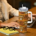 thumbnail image 6 of Sikiie Tiger Insulated Stainless Water Bottle Lid Travel Mug Cup Insulated Tumblers Cup 40oz Ice Bully With Handle, 6 of 8