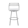 thumbnail image 2 of Armen Living Scranton 26" Faux Leather/Metal Swivel Counter Stool in White/Steel, 2 of 4