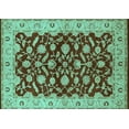 thumbnail image 1 of Ahgly Company Indoor Rectangle Oriental Turquoise Blue Traditional Area Rugs, 2' x 5', 1 of 4