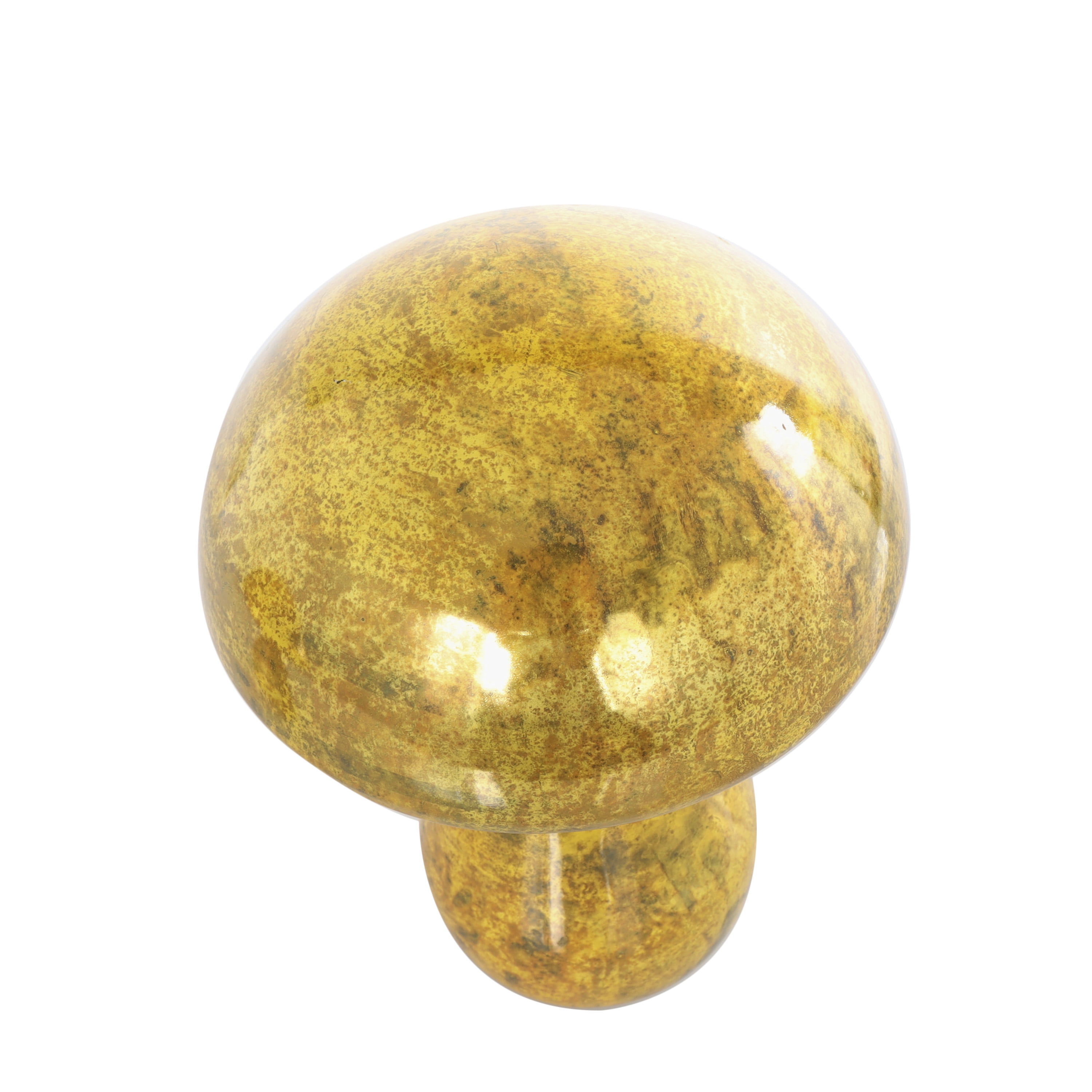 12", 10"H Gold Glass Weathered Mushroom Sculpture, by DecMode (2 Count)