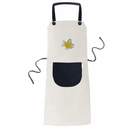 

Laos National Plumeria Flower Apron Adjustable Bib Cotton Linen BBQ Kitchen Pocket Pinafore