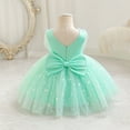 thumbnail image 4 of IBTOM CASTLE Toddler Baby Girls Shiny Butterfly Tutu Dress Princess Birthday Party Pageant Flower Girl Wedding V-Backless Dresses 4-5 Years Aqua, 4 of 9