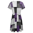 thumbnail image 5 of Abstract Geometric Art, Purple Black Grey Sundress Short Sleeve Dress Summer Women Clothes Dress for Women Dresses, 5 of 7