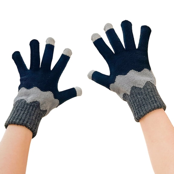 Colorful Flower Pattern Knitted Gloves For Winter Warmth Adult Teens Gloves for Outdoor Activity Cycling Daily Commute
