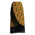 thumbnail image 2 of Bintarealwax African Skirt for Women Trendy Long Wrap Skirts Kente Print One Size Adjustable Tie Tassels Hem YF164, 2 of 5