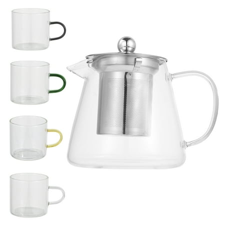 

1 Set Heat Resistant Glass Teapot Transparent Boiling Tea Kettle with Cups