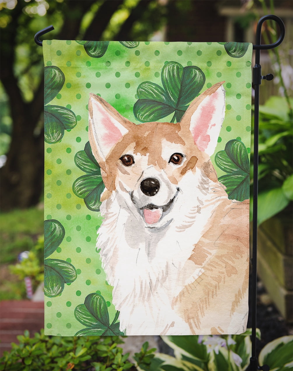 Corgi St. Patricks Garden Flag