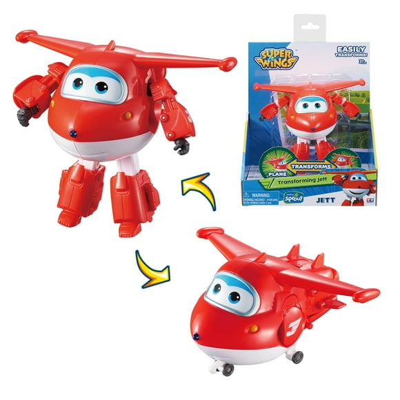 Super Wings Transformer Toys 5 in Jett Airplane Transformer Figures Toys 2 in 1 Mode Rescue Bots Action Figure Toys for 3-5 Year Old Boys Girls Fun Plane Toys for Toddlers Kids Age 3 4 5 6 7