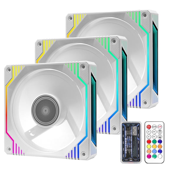 PANO-MOUNTS 120mm White 6Pin Infinity Mirror Gaming PC Computer CPU Cooler Chassis RGB Fans With Adjustable Color Controlled By Remote 3-Pack
