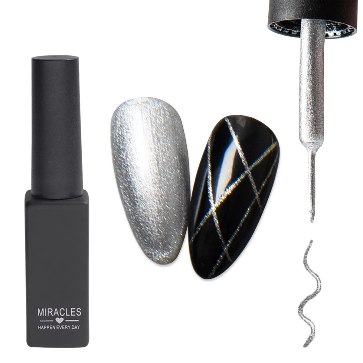 Silver Liner Pen Gel Nail Polish, Painting Drawing UV Led Gel Polish Set, Classic DIY 3D Gel Nail Paint Nail Gel Polish, Pen Tool, Pull Line Pen for Nail Manicure
