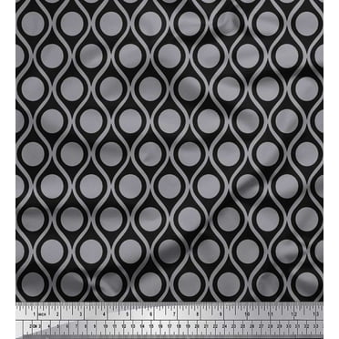 Soimoi Cotton Duck Fabric Dot & Ogee Damask Print Fabric by The Yard 42 Inch Wide
