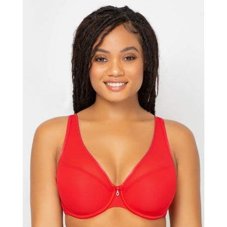

Sheer Mesh Plunge T-Shirt Bra - Diva Red