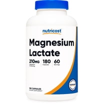 Nutricost Magnesium Lactate (210mg) 180 Capsules - Vegan, GMO-Free, Gluten-Free, 60 Servings