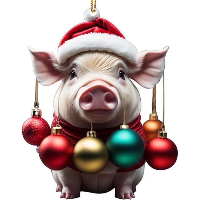 ¡Ofertas de liquidación de ahorros 2024! Adornos navideños Amvlyk: colgante navideño de acrílico con forma de cerdo y coche plano, adorno para árbol de Navidad.
