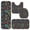 Paisley and Floral Black Pattern, variant on Paisley and Floral Beige Pattern Bathroom Rug Set 4 Piece,Includes Contour,Lid Cover,Bath Mat,Non-Slip Extra Soft Absorbent Washable