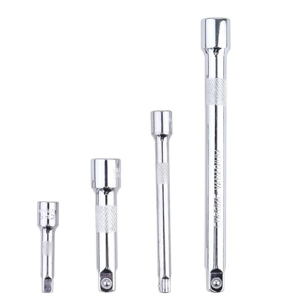 EeaseMX 4pcs Extension Bar Set 1/4 3/8 Drive Ratchet Socket Extender Socket Mano Ajuste de la mano Extensión Herramienta de mano de la unidad (Plata)