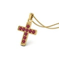 thumbnail image 2 of Collier Pendentif pour Femme en Vermeil Or en Argent Sterling 925 Rempli de Verre Rubis Rond de 3 mm, 2 of 3