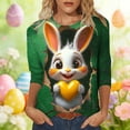 thumbnail image 3 of Camisetas de Pascua para las Mujeres Impresión de la Moda Suelta de Tres Cuartos de Manga Pullover de Cuello Redondo, Camisetas Casuales de las Mujeres para Primavera Verano, 3 of 5