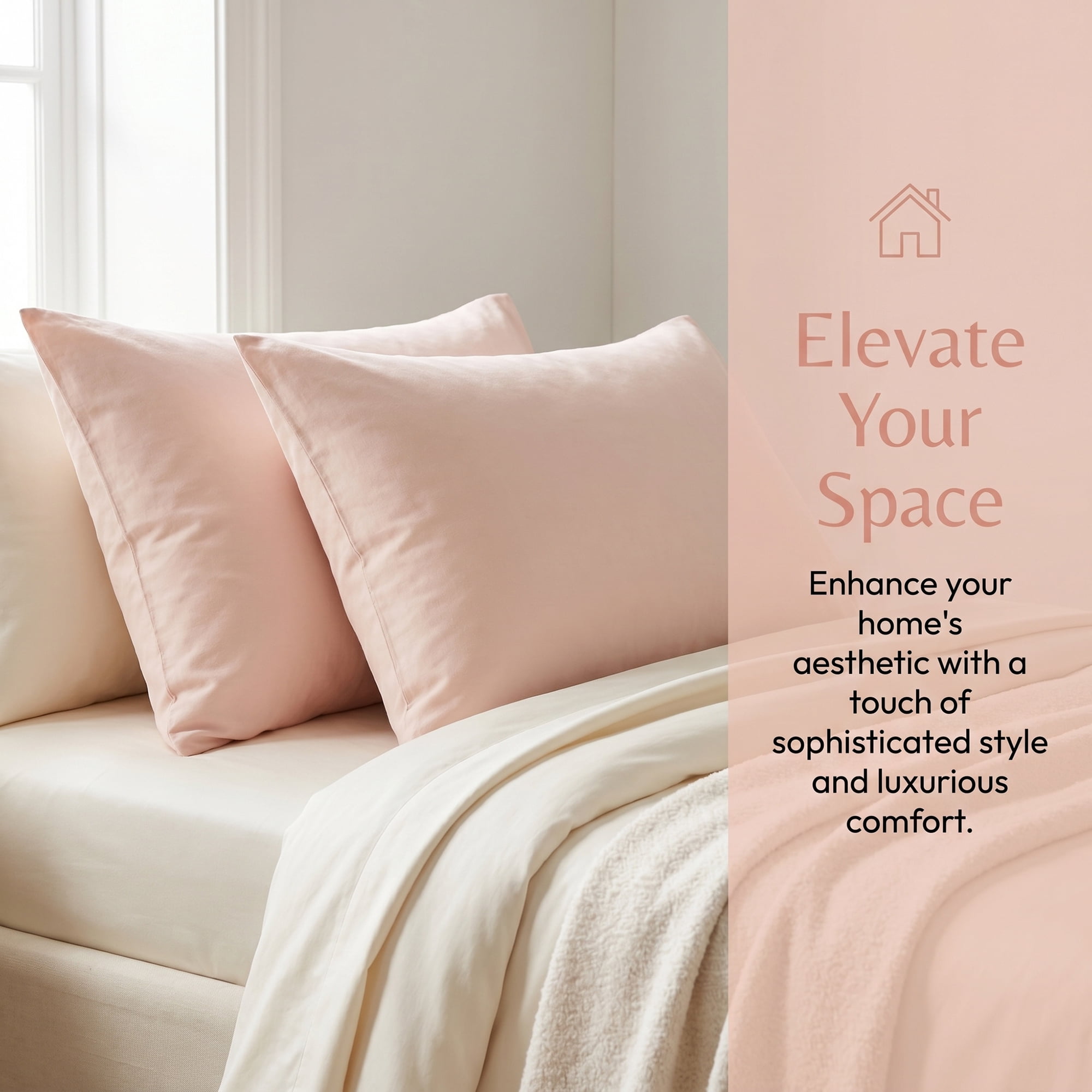 Unique Bargains 2 Pcs Cotton Pillowcase Envelope Closure Wrinkle Resistant Pale pink