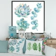 thumbnail image 2 of Designart 'Succulents and Eucalyptus Leaves' Traditional Framed Canvas Wall Art Print, 2 of 5