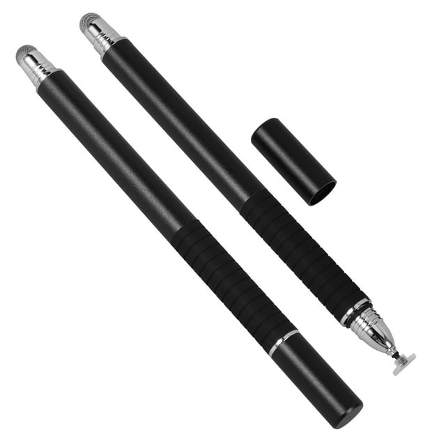 KAKOWELY 2 Pcs Stylets Tactiles Capacitifs 2 en 1 Multifonctions Universels Précis pour Écran Tactile, Stylets Sensibles avec Pointes en Fibre Fine pour Téléphones Intelligents et Tablettes à Écran Tactile (Noir)